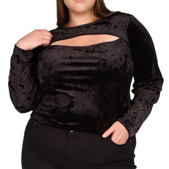 Michael Kors Black Velvet Cutout Blouse - Size 2X (18/20) - Picture 1 of 4
